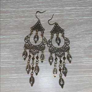 Golden Earrings with Diamond Detailing